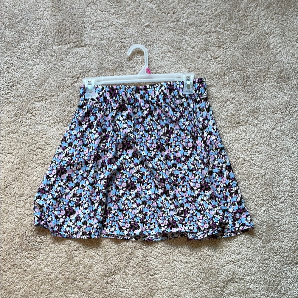 Floral Women's Skirt - Blue and Purple